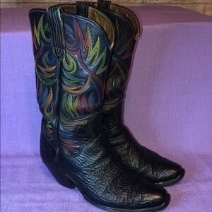 Vintage 1984 Paul Bond Custom Shark Skin Boots Men’s Size 9-9.5. Black